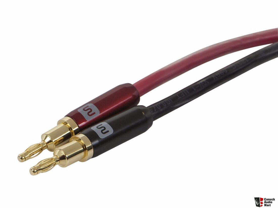 Premium 12AWG HiFi Speaker Cable with Solid Brass Interchangeable Terminals 20ft Monoprice