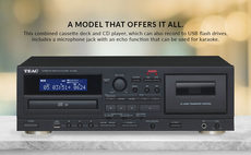 Teac Ad-850 Cassette and CD Player with USB-Recorder, Karaoke Mic