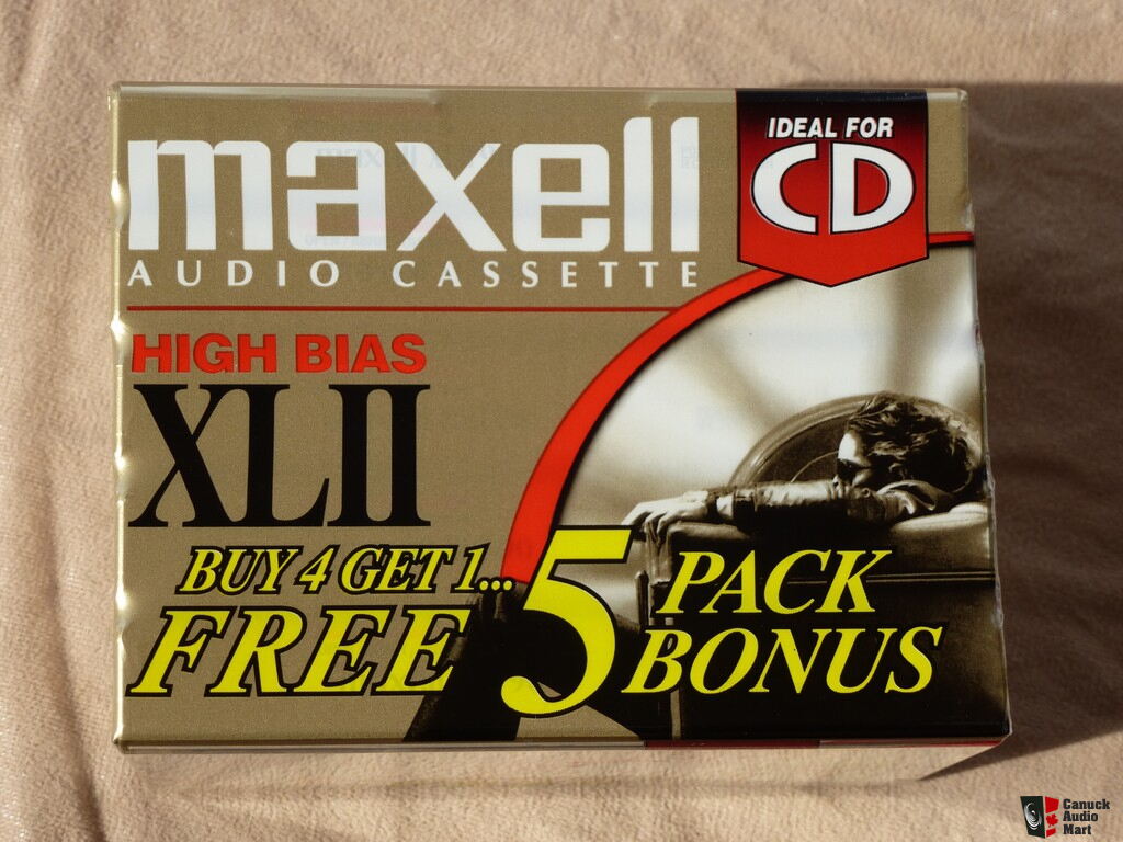 Maxell XLII 90 minute high bias (type II) cassette tapes - five Photo 