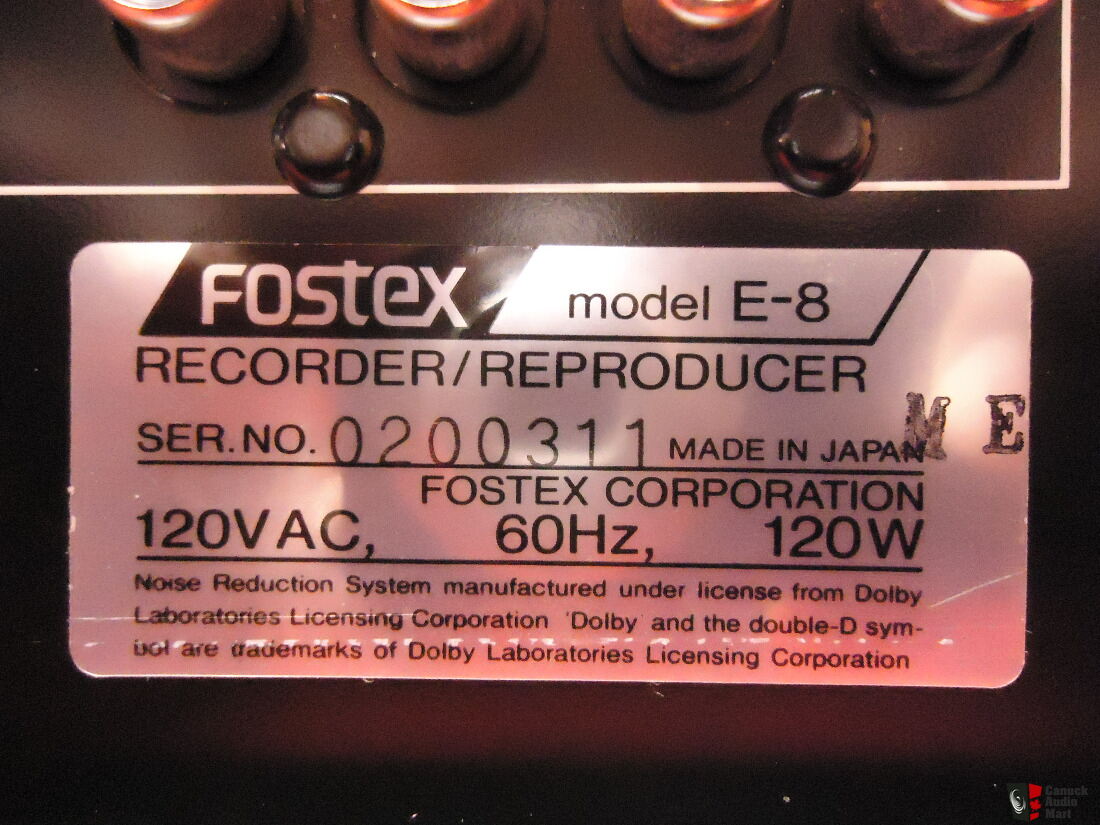 Fostex E-8 E8 8-Track Reel to Reel Tape Deck+Nab Hubs+Reels