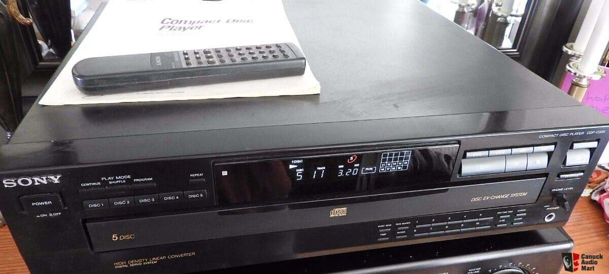 sony-cdp-c335-5-disk-cd-player-japan-crafted-with-remote-and-manual