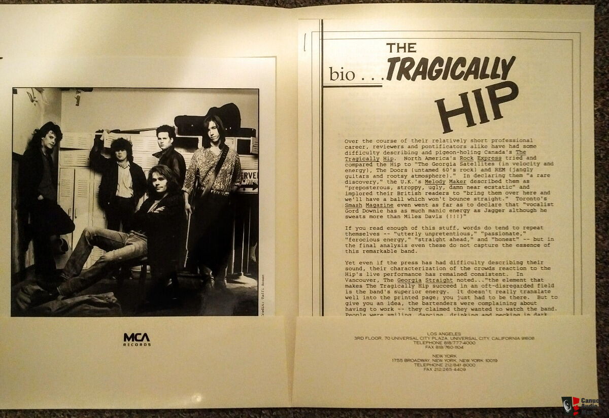 1347064 Tragically Hip Debut Promo Album And Press Kit 