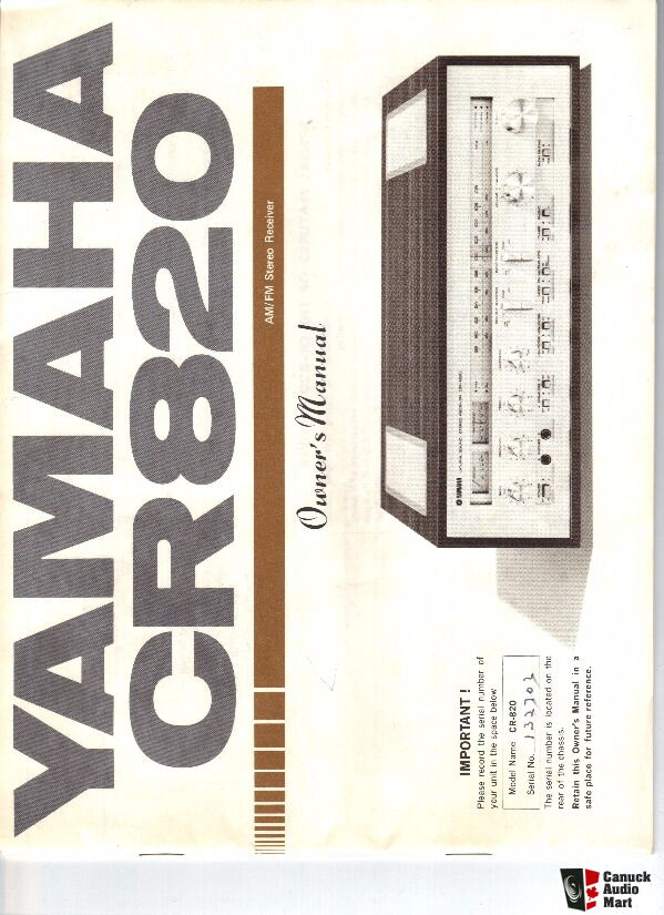 HOLD** Yamaha CR-820 AM/ FM Stereo Receiver + Original Owner's Manual