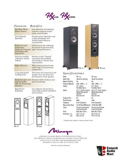 Mirage frx 5 store speakers