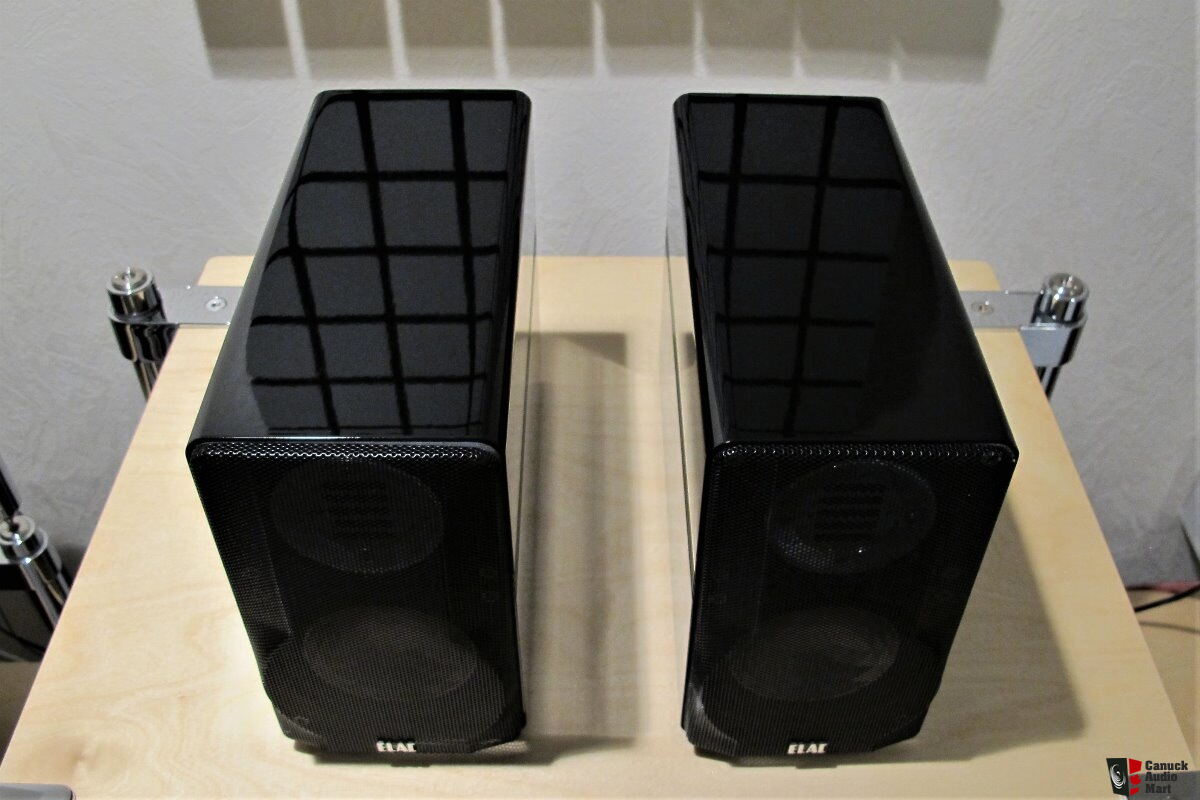 Elac 310 Crystal Edition monitor speakers with matching stands