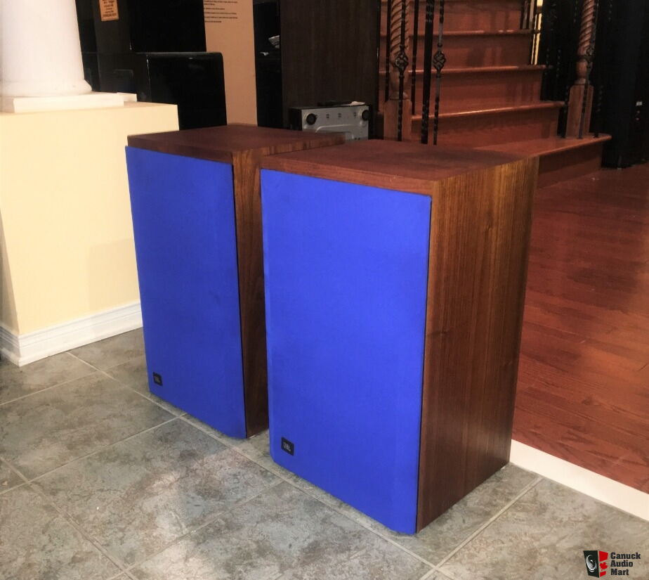 Beautiful Vintage JBL L46 Speakers with attractive Blue Grills Photo