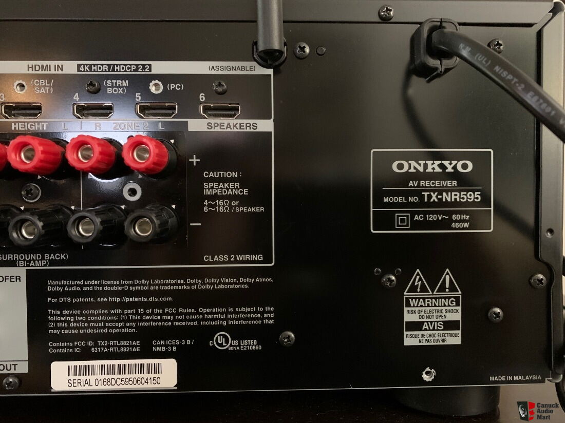 Dolby Atmos 4K Onkyo TXNR595 7.2 ch Receiver Photo 2936946