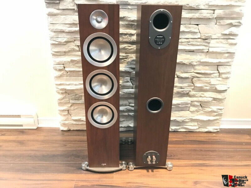 Excellent Condition Paradigm Prestige 85F Walnut Speakers Pair For Sale