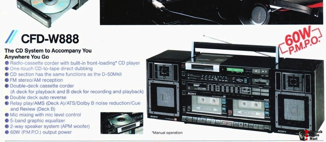 Sony CFD-W888 CD Radio Cassette Recorder Manual