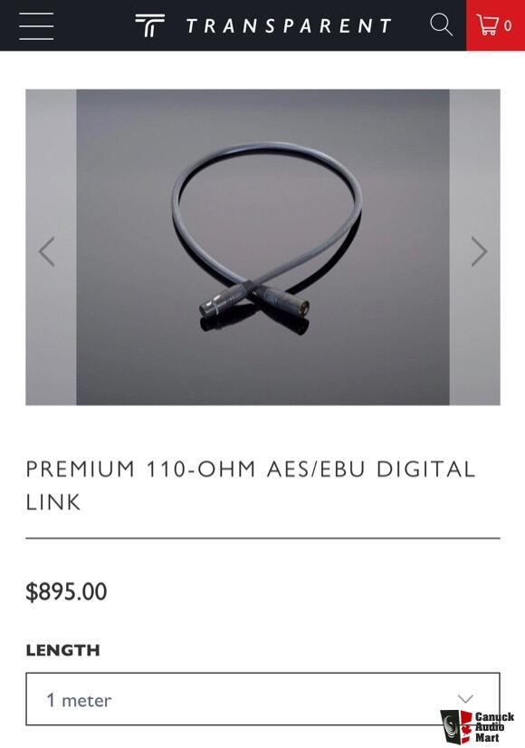 A Premium 110-Ohm AES/EBU Digital Link by Transparent Audio, featuring