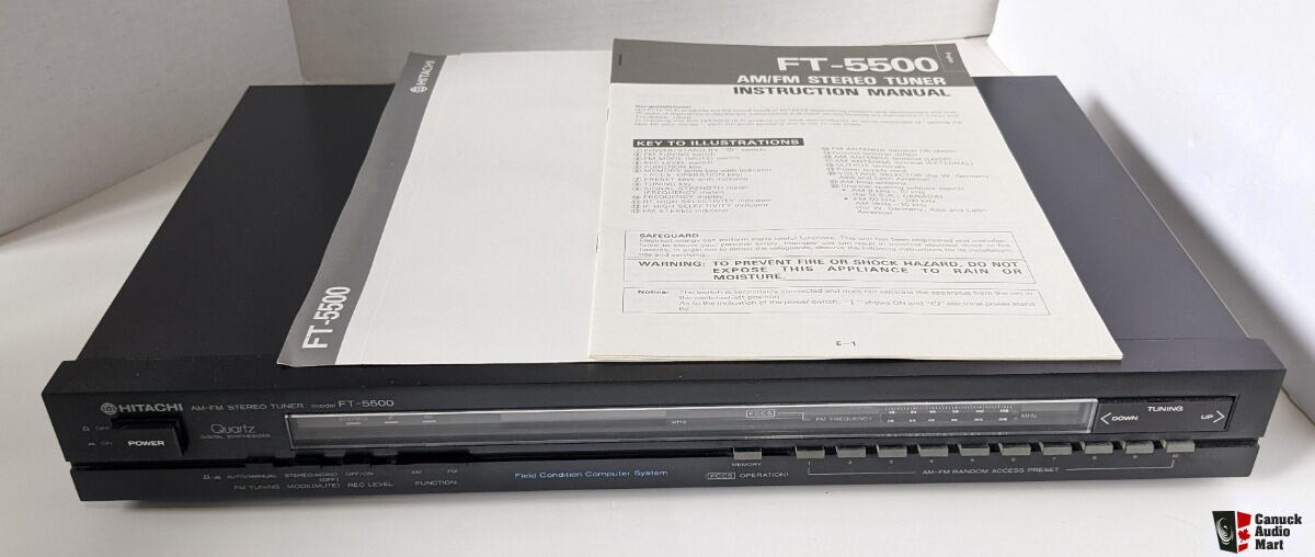Hitachi FT-5500 Tuner. Near Mint Condition Original Instructions
