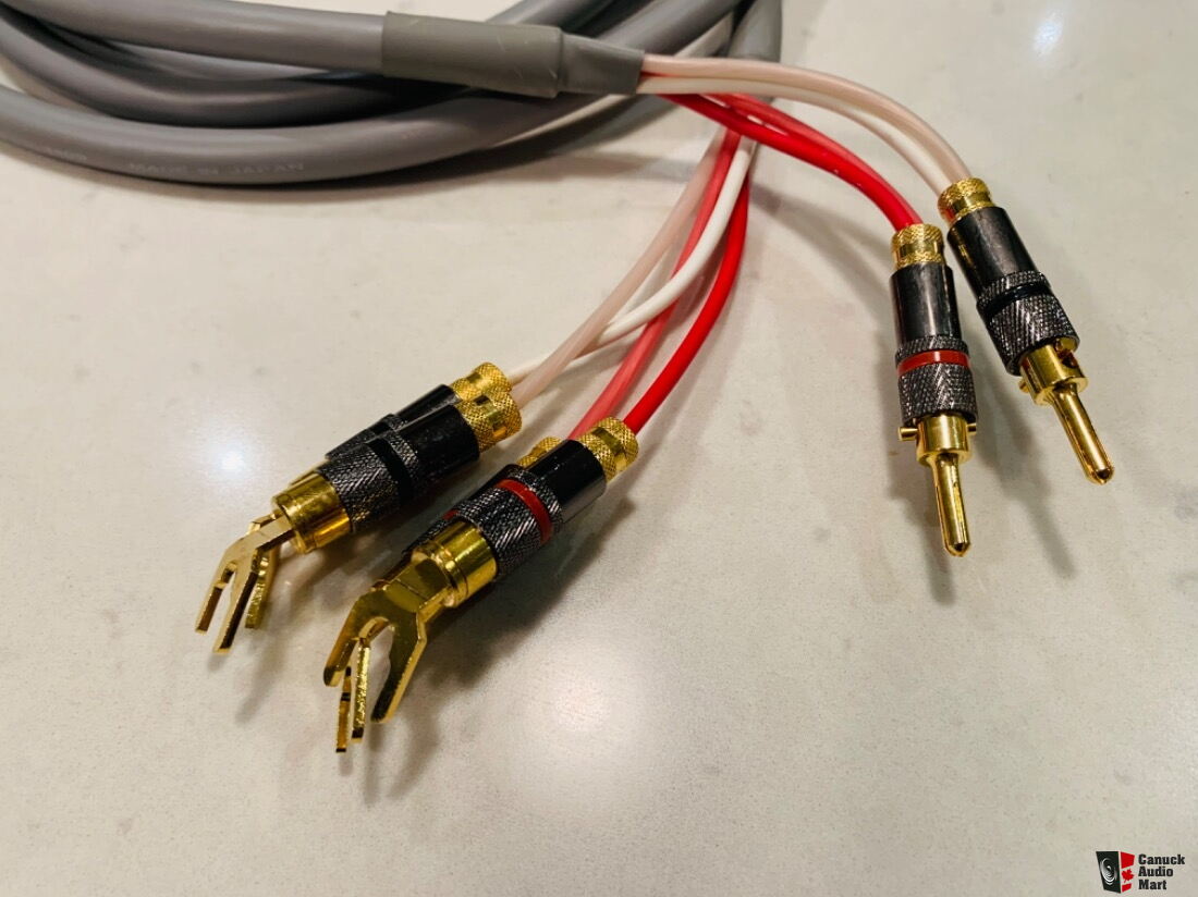 4 Cavi Jumper Per Altoparlanti HiFi Canare 4S11 - 15 Cm, 11AWG, Terminati Con Connettori Gold Spade, Grado Audiofilo, Saldati A Mano Con Argento