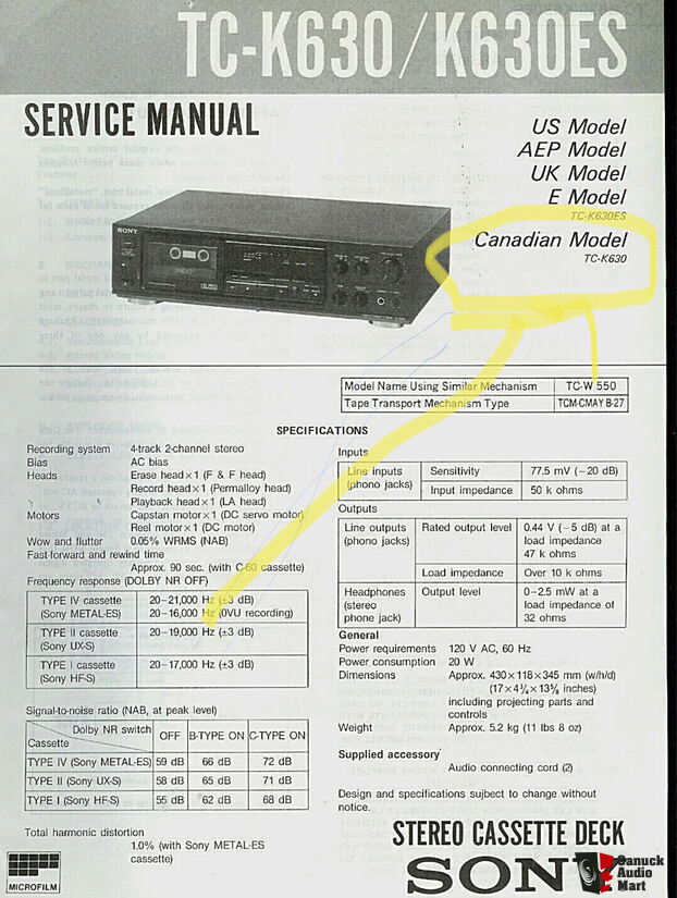 1990 SONY TC-K630 ES series Flagship top of the line 3 Head Tape