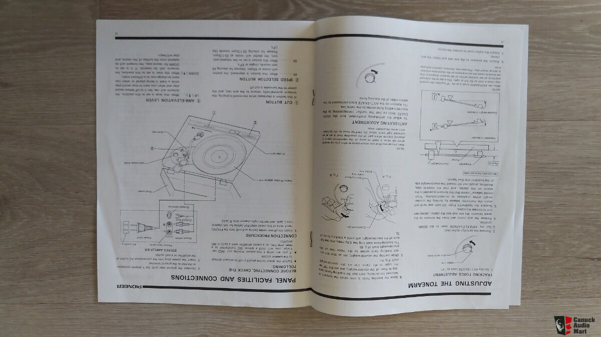 Pioneer PL300 Turntable Operating Instructions Manual Original Book