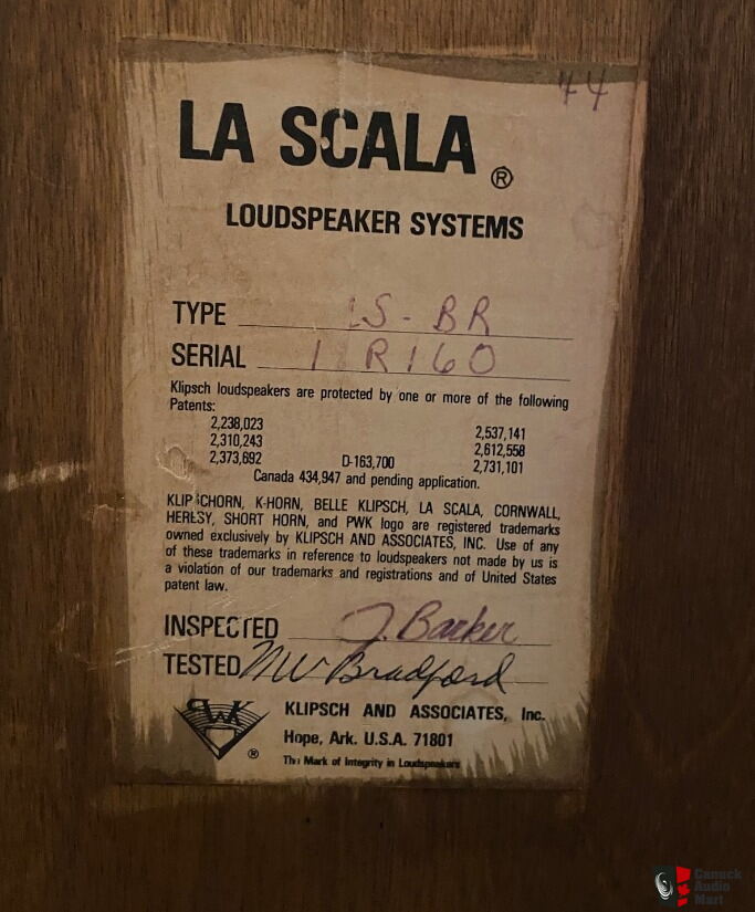 Vintage Klipsch La Scala speakers For Sale - Canuck Audio Mart