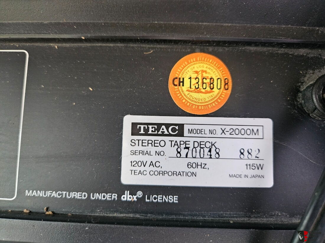 TEAC X-2000M Stereo Tape Deck Manual