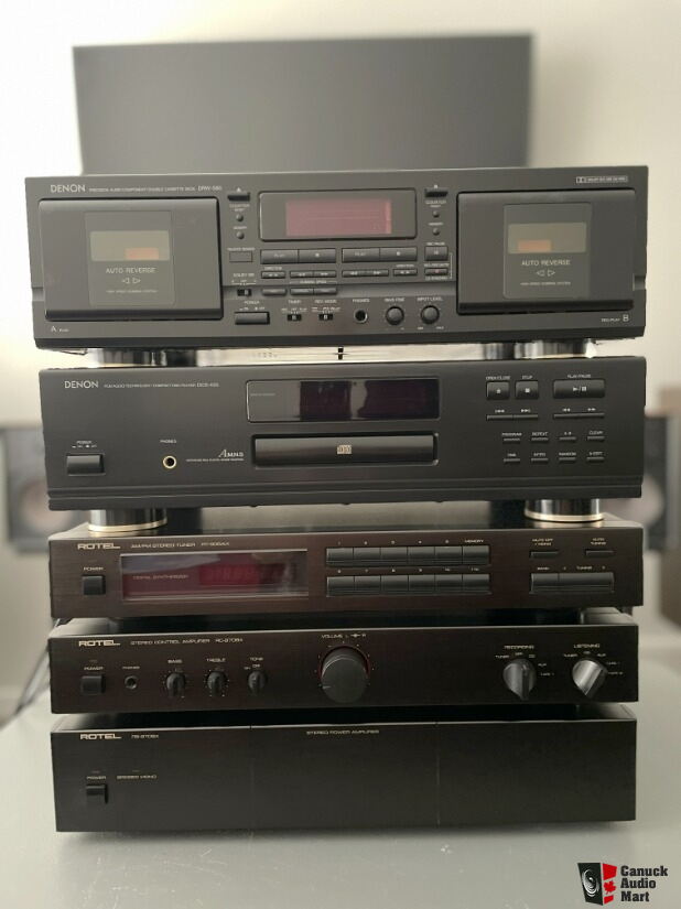 Rotel / Denon stereo set up amp, preamp, tuner, cd player, tape deck