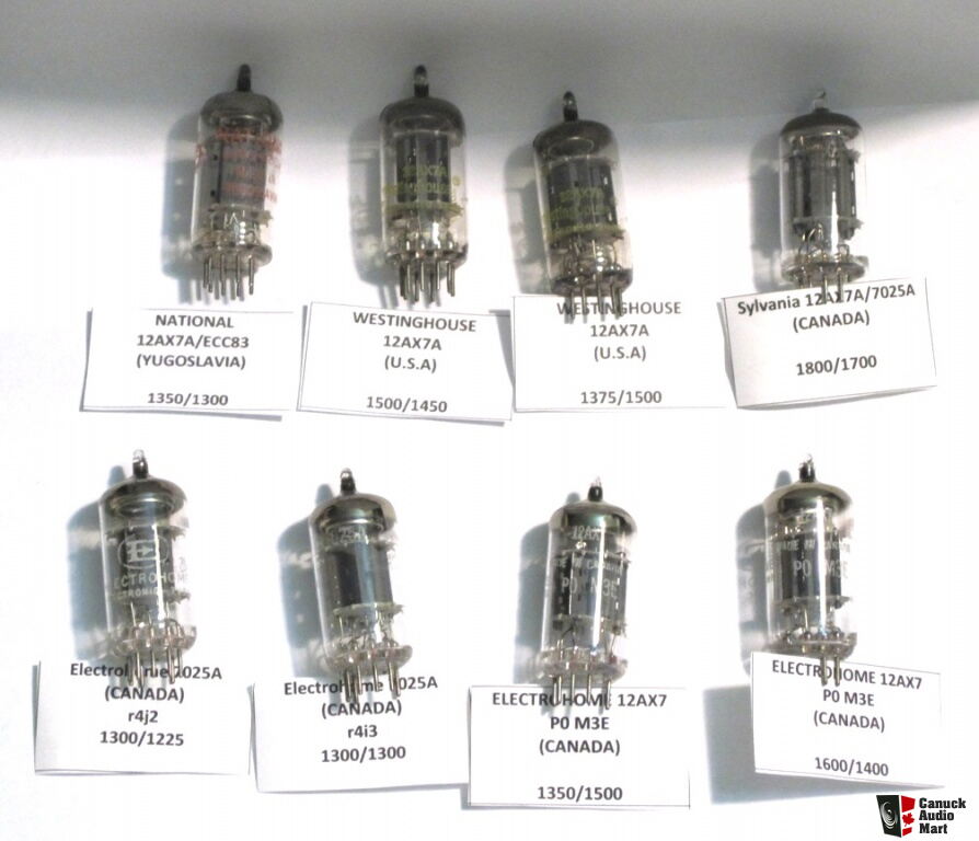 very rare pair of RTC 12AT7WA ECC81 MILITARY SPEC, tested preamp tubes
