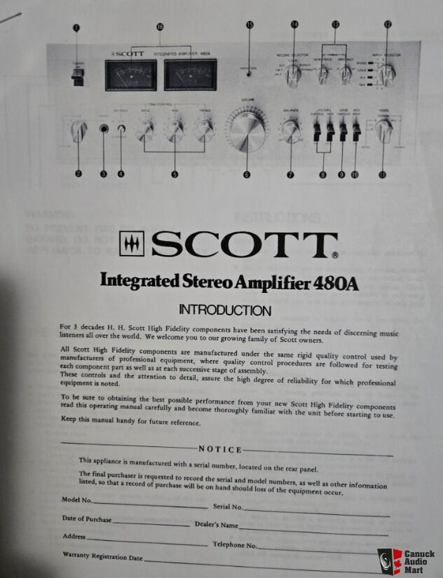 Scott 480A amplificateur vintage