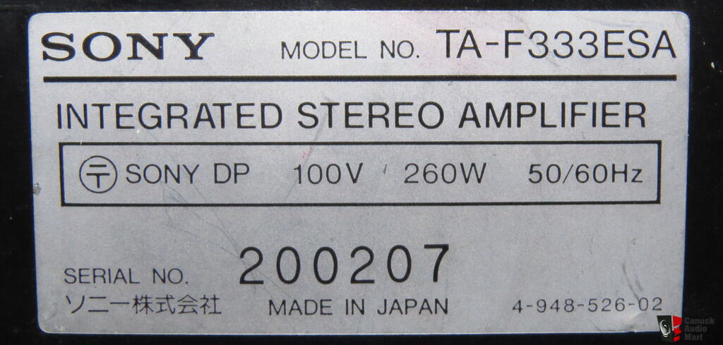 Extremely rare Sony TA-F333ESA MOSFET integrated amp, 100V