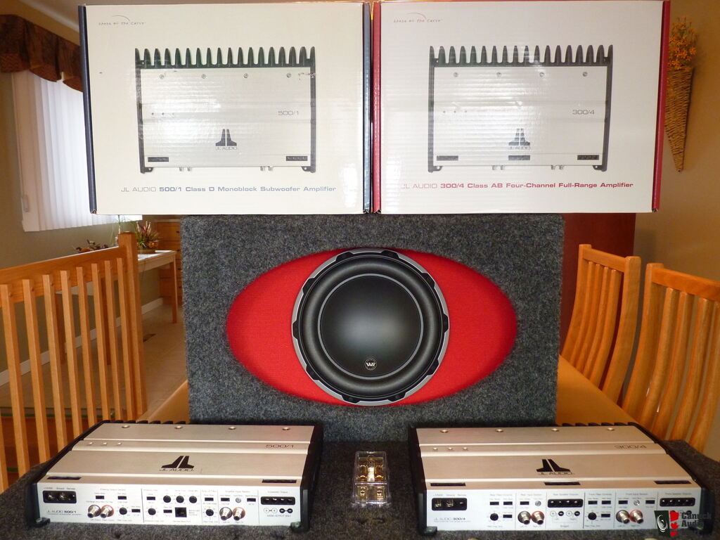 Priced To Sell Jl Audio 300 4 Amp 500 1 Sub Amp 10w6v2 Sub Ho 110r W6v2 Ported Sub B For Sale Canuck Audio Mart